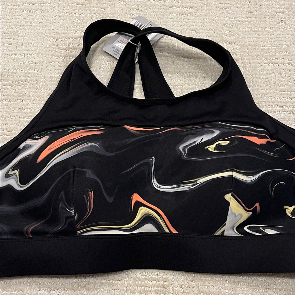 Vibrant Black and Multicolor Sports Bra